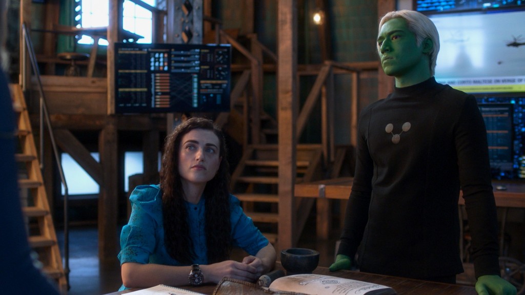 Lena Luthor (Katie McGrath) et Brainiac-5 (Jesse Rath) à la Tour